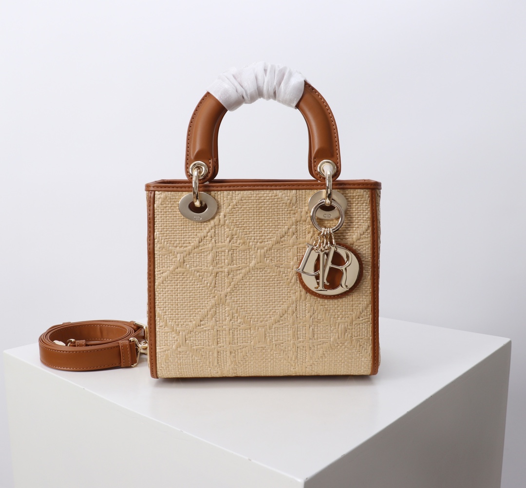 Dior-Small-Lady-Dior-Tote-Shoulder-Bag-Beige-Raffia-and-Calfskin-20x16x8CM